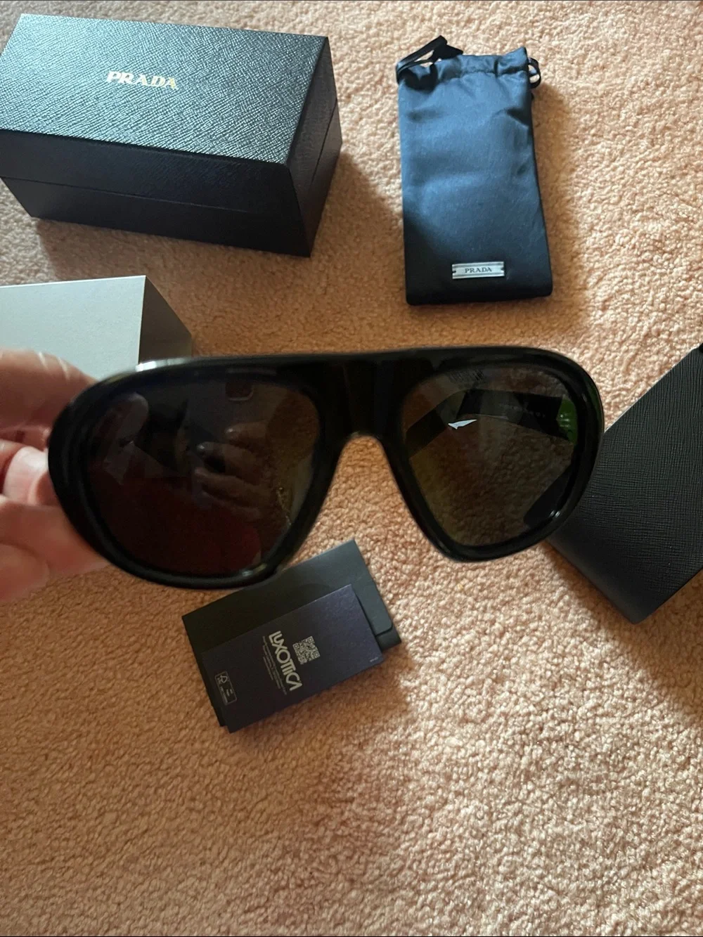 Prada Black Aviator-Style Sunglasses with Dark Lenses these can be unisex